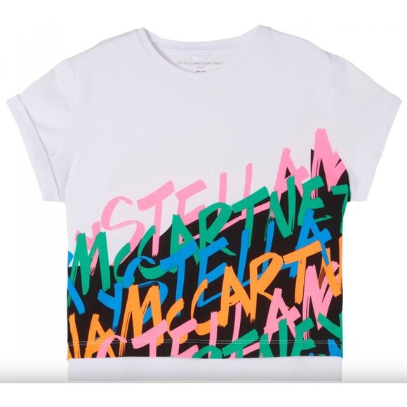 Stella McCartney Scribble Stella Oversized Short Sleeve Tee White Size 5 - Picture 1 of 6
